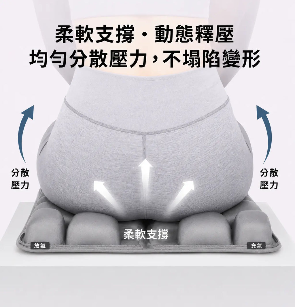 ANDINO 太空灰空氣坐墊透氣網布細節