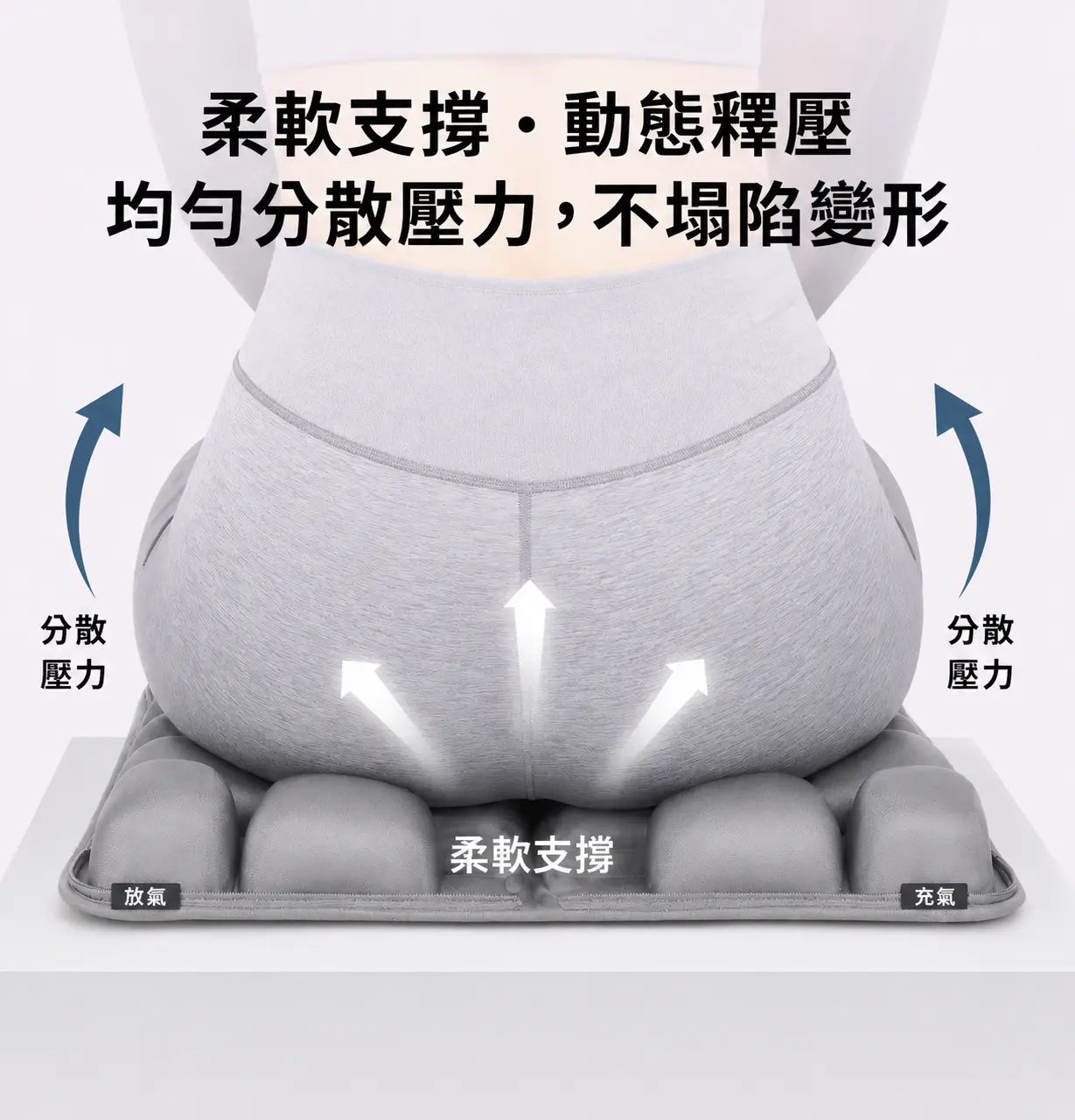 ANDINO 太空灰空氣坐墊透氣網布細節