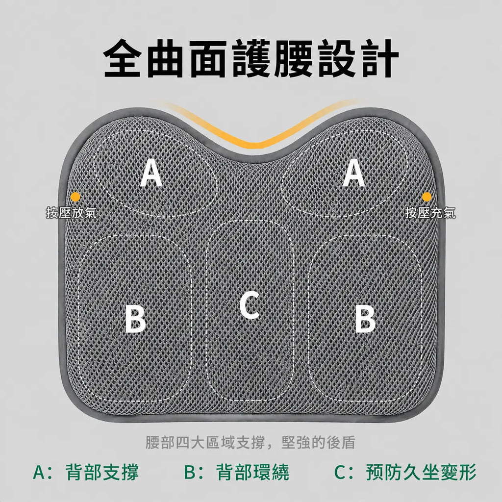 ANDINO 安蒂諾｜主動式科技減壓空氣腰靠墊｜太空灰