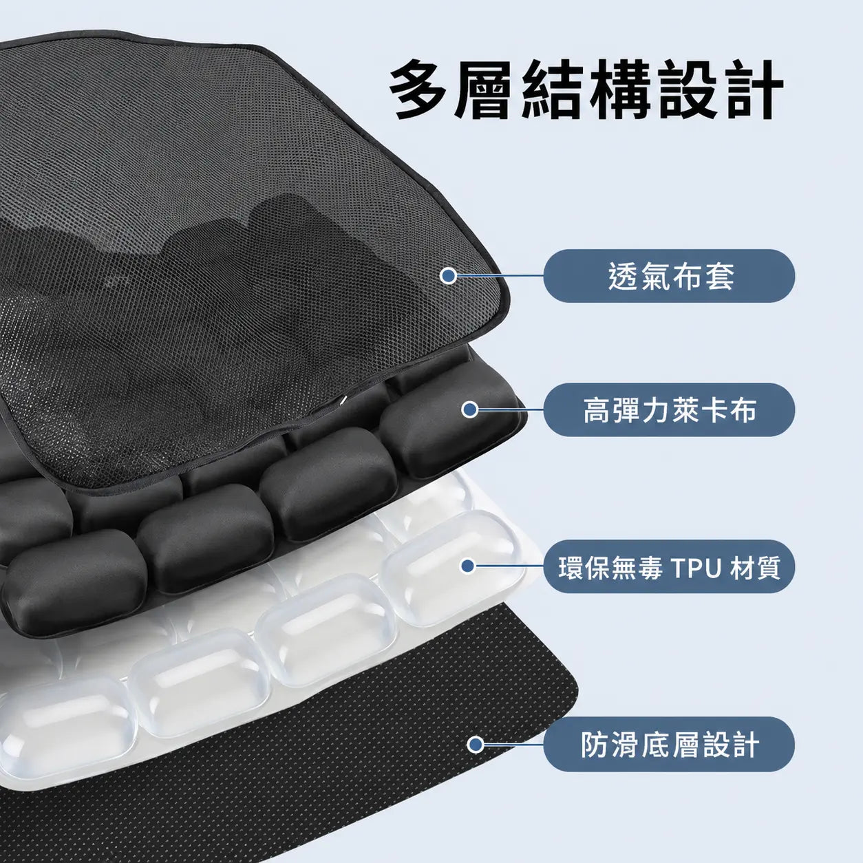 ANDINO安蒂諾3D透氣網布空氣坐墊(尊貴黑)