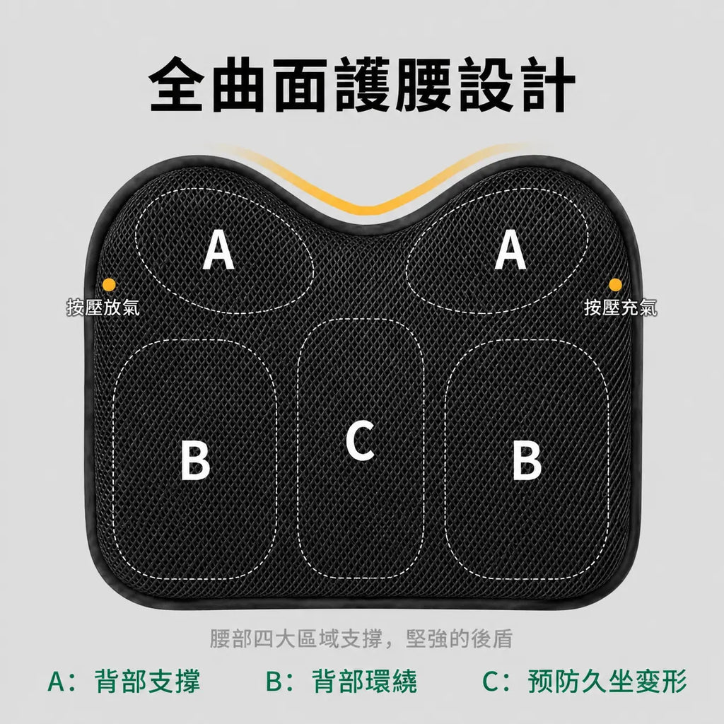 ANDINO 安蒂諾｜主動式科技減壓空氣腰靠墊｜尊貴黑
